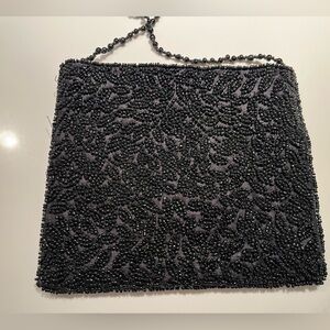 NWT Gorgeous black beaded purse. Black beads on front of purse & strap is beads.